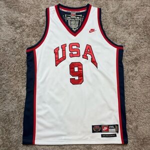 Nike White USA Basketball Jersey with Red & Navy Trim - #9
